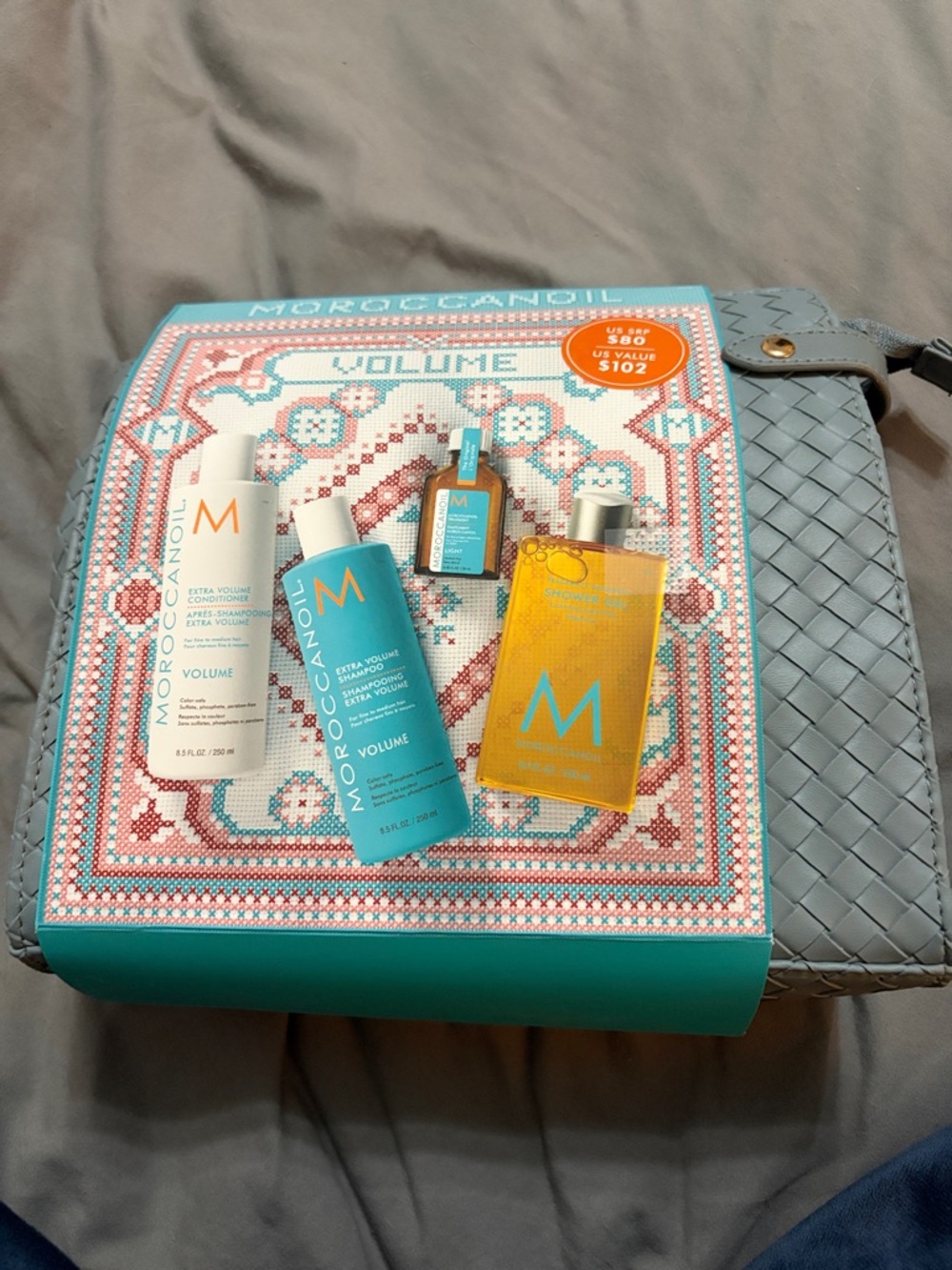 Moroccanoil Volume Collection in Gray Bag  (Brand New)